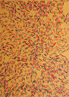 Australian Indigenous (Aboriginal and Torres Strait Islander) artwork by EVA NARGOODAH of Mangkaja Artists. The title is Parrang Parrang. [116/12-20/30] (Silkscreen Print on 76x56cm 250gsm Paper)