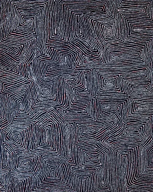 Australian Indigenous (Aboriginal and Torres Strait Islander) artwork by GEORGE WARD TJUNGURRAYI of Papunya Tula Artists. The title is Patantjana. [GW0305167] (Acrylic on Belgian Linen)