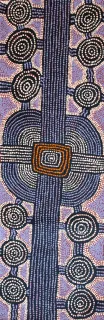 Australian Indigenous (Aboriginal and Torres Strait Islander) artwork by MORRIS GIBSON TJAPALTJARRI of Papunya Tula Artists. The title is Patjantjanya. [MG1005068] (Acrylic on Belgian Linen)