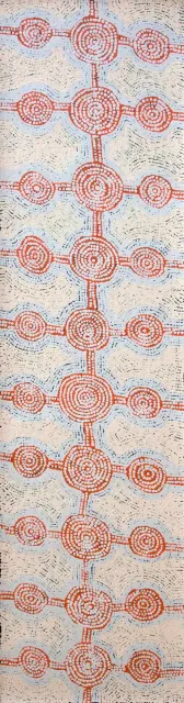 Australian Indigenous (Aboriginal and Torres Strait Islander) artwork by MORRIS GIBSON TJAPALTJARRI of Papunya Tula Artists. The title is Patjantjanya. [MG1107006] (Acrylic on Belgian Linen)