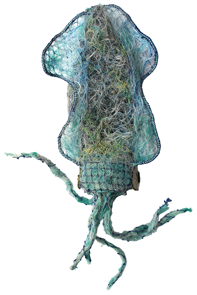 Australian Indigenous (Aboriginal and Torres Strait Islander) artwork by LAVINIA KETCHELL of Erub Erwer Meta. The title is Pelly. [16-134] (Ghost Nets, Plastic Trellis, Rope & Twine)