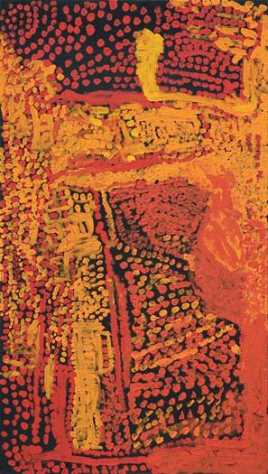 Australian Indigenous (Aboriginal and Torres Strait Islander) artwork by IDA TAYLOR of Martumili Artists. The title is Pijidiji. [08-831] (Acrylic on Linen)