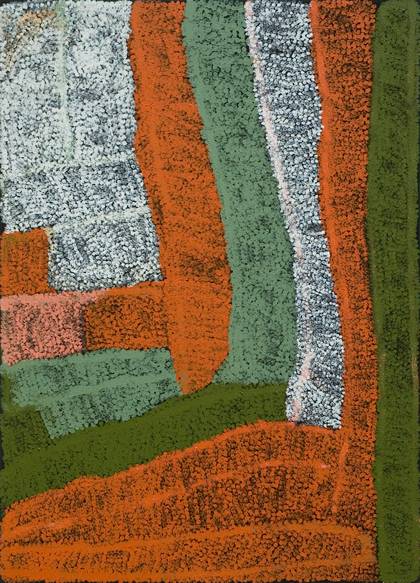 Australian Indigenous (Aboriginal and Torres Strait Islander) artwork by LYDIA BALBAL of Bidyadanga Artists (Yulparija & Mangala). The title is Pikarong. [25713] (Acrylic on Canvas)