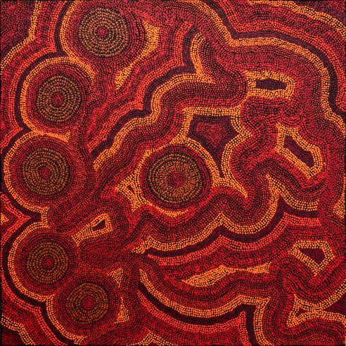 Australian Indigenous (Aboriginal and Torres Strait Islander) artwork by MUKAYI BAKER of Ernabella Artists. The title is Piltati. [251-12] (Acrylic on Canvas)