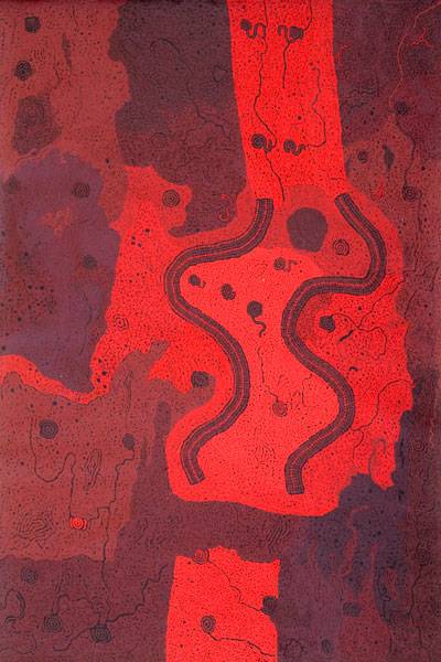 Australian Indigenous (Aboriginal and Torres Strait Islander) artwork by KEITH STEVENS of Tjungu Palya Artists. The title is Piltati. [12495] (Acrylic on Linen)