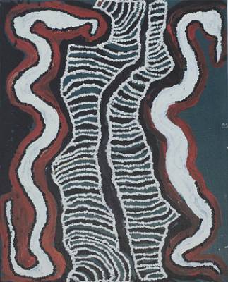 Australian Indigenous (Aboriginal and Torres Strait Islander) artwork by NURA RUPERT of Ernabella Artists. The title is Piltati. [NURA002-05] (Acrylic on Canvas)