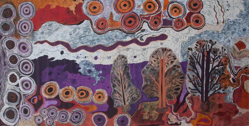 Australian Indigenous (Aboriginal and Torres Strait Islander) artwork by VARIOUS TJUNGU PALYA ARTISTS (COLLABORATIVE) of Tjungu Palya Artists. The title is Piltati, Nyapari Munu Kunamata. [19-192] (Synthetic Polymer on Linen)