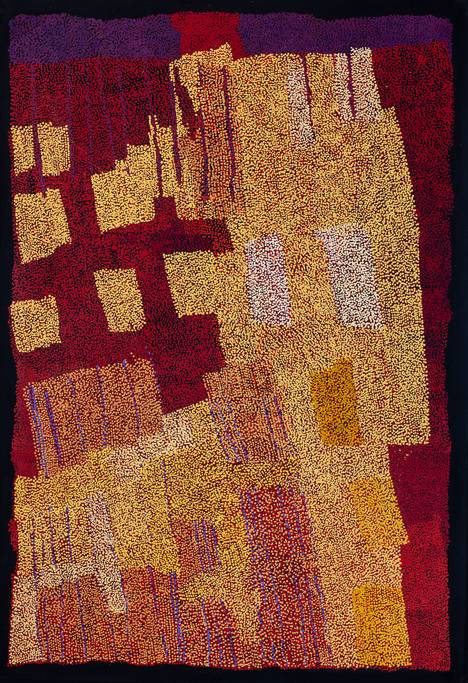 Australian Indigenous (Aboriginal and Torres Strait Islander) artwork by KUNMANARA PATJU PRESLEY of Spinifex Artists. The title is Piltjitjara. [19-346] (Acrylic on Linen)