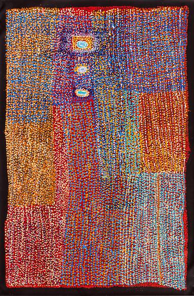 Australian Indigenous (Aboriginal and Torres Strait Islander) artwork by KUNMANARA PATJU PRESLEY of Spinifex Artists. The title is Piltjitjara. [20-103] (Acrylic on Linen)