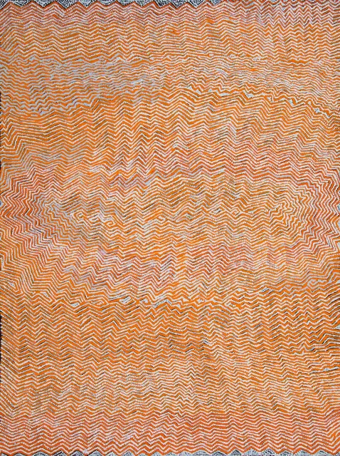 Australian Indigenous (Aboriginal and Torres Strait Islander) artwork by BOBBY WEST TJUPURRULA of Papunya Tula Artists. The title is Pinari. [BW1311089] (Acrylic on Belgian Linen)