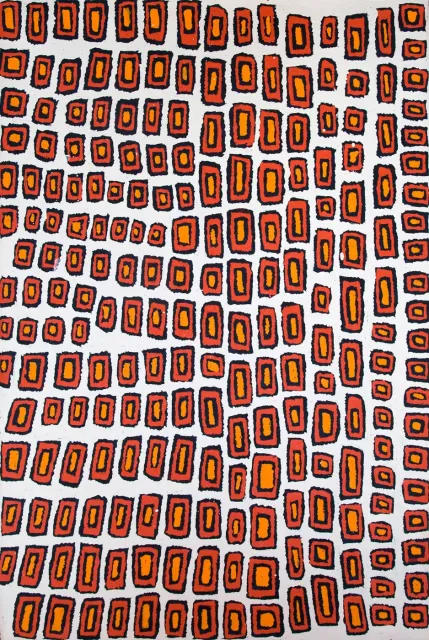 Australian Indigenous (Aboriginal and Torres Strait Islander) artwork by TATALI NAPURRULA of Papunya Tula Artists. The title is Pinpirrnga. [TN0803084] (Acrylic on Belgian Linen)