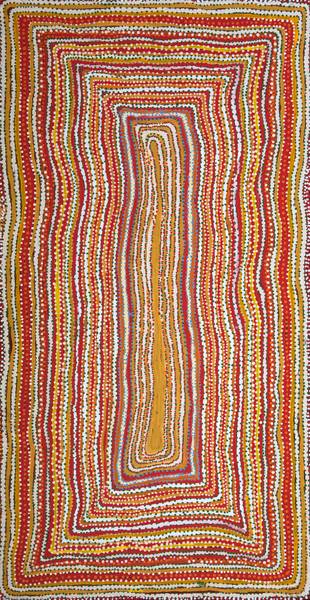 Australian Indigenous (Aboriginal and Torres Strait Islander) artwork by NANCY CHAPMAN of Martumili Artists. The title is Pirkily Warla. [08-930] (Acrylic on Linen)