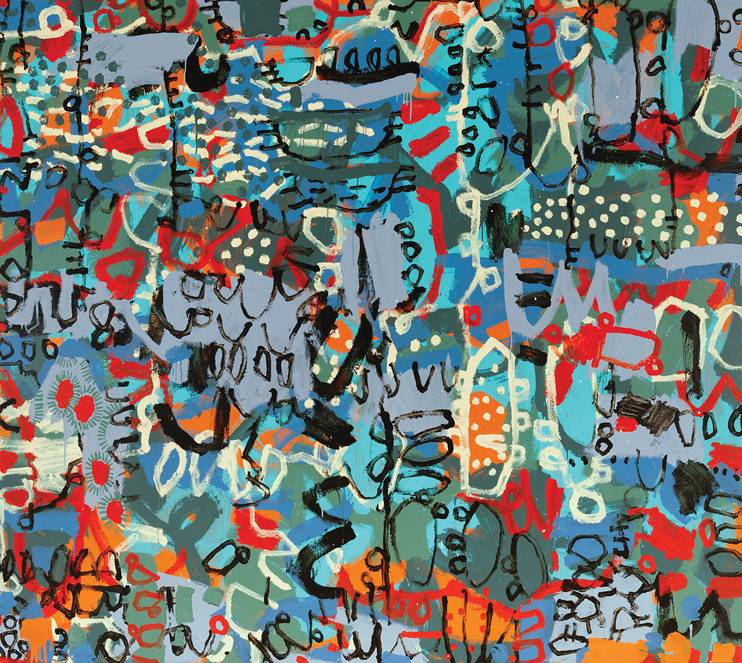 Australian Indigenous (Aboriginal and Torres Strait Islander) artwork by NAOMI HOBSON of Miscellaneous Artists. The title is Pools of Water. [NH202006002] (Acrylic on Linen)