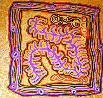 Australian Indigenous (Aboriginal and Torres Strait Islander) artwork by IYAWI WIKILYIRI of Tjungu Palya Artists. The title is Pukara. [08320] (Acrylic on Canvas)