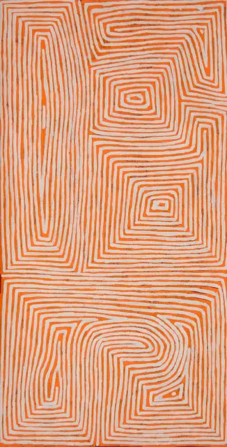 Australian Indigenous (Aboriginal and Torres Strait Islander) artwork by GEORGE TJUNGURRAYI of Papunya Tula Artists. The title is Pukaratjina. [GT1208002] (Acrylic on Belgian Linen)