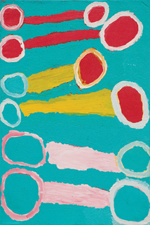 Australian Indigenous (Aboriginal and Torres Strait Islander) artwork by NANCY PINYIRR PATTERSON of Martumili Artists. The title is Punmu Rockholes. [08-465] (Acrylic on Linen)