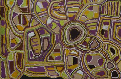 Australian Indigenous (Aboriginal and Torres Strait Islander) artwork by NELLIE STEWART of Tjungu Palya Artists. The title is Puntji. [08042] (Acrylic on Canvas)