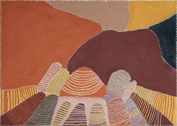 Australian Indigenous (Aboriginal and Torres Strait Islander) artwork by PATRICK MUNG MUNG of Warmun Artists. The title is Purnululu. [WAC119/10] (Natural Ochre and Pigments on Canvas)
