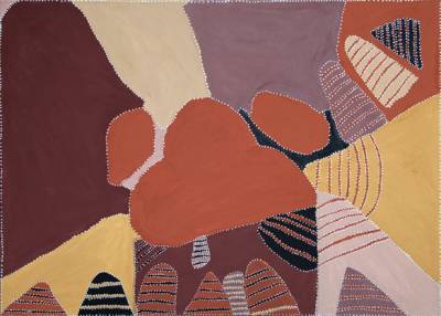 Australian Indigenous (Aboriginal and Torres Strait Islander) artwork by PATRICK MUNG MUNG of Warmun Artists. The title is Purnululu. [WAC434/08] (Natural Ochre and Pigments on Canvas)