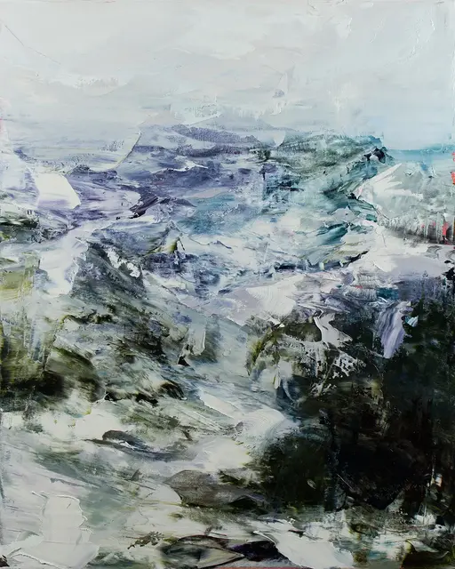 Australian Indigenous (Aboriginal and Torres Strait Islander) artwork by AARON KINNANE of Miscellaneous Artists. The title is Return to Eden on a Dark Horse XXVIII (28). [AK201612016] (Oil on Linen)