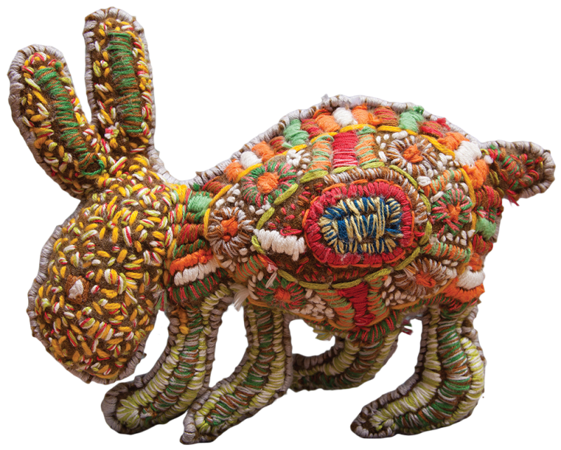 Australian Indigenous (Aboriginal and Torres Strait Islander) artwork by ROXANNE PETRICK of Yarrenyty Arltere Artists (YALC). The title is Rabbit. [253-15] (Soft Sculpture)