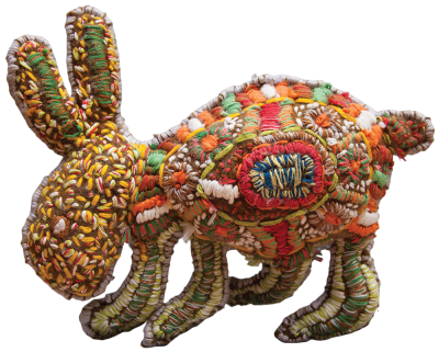 Australian Indigenous (Aboriginal and Torres Strait Islander) artwork by ROXANNE PETRICK of Yarrenyty Arltere Artists (YALC). The title is Rabbit. [253-15] (Soft Sculpture)