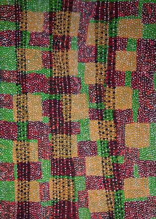 Australian Indigenous (Aboriginal and Torres Strait Islander) artwork by BETTY CONWAY of Tangentyere Artists. The title is Raindrops. [TABC09C3195] (Acrylic on Canvas)