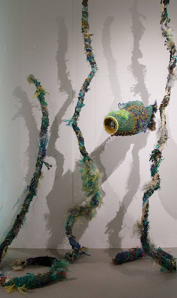 Australian Indigenous (Aboriginal and Torres Strait Islander) artwork by VARIOUS ERUB ERWER META ARTISTS (COLLABORATIVE) of Erub Erwer Meta. The title is Reef Ropes. [15-116d-h] (Ghost Nets & Twine)