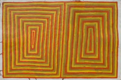 Australian Indigenous (Aboriginal and Torres Strait Islander) artwork by EUNICE NAPANANGKA JACK of Ikuntji Artists. The title is Rockholes. [IKP95EJ315] (Acrylic on Paper)