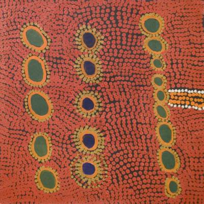 Australian Indigenous (Aboriginal and Torres Strait Islander) artwork by TILLY NAPALTJARRI of Ikuntji Artists. The title is Rockholes in Dry Season. [IK05TN408] (Acrylic on Canvas)