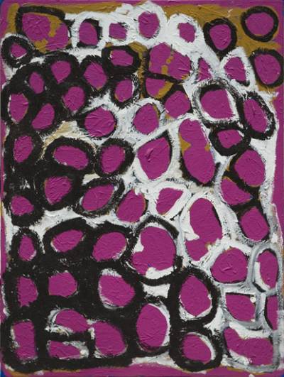 Australian Indigenous (Aboriginal and Torres Strait Islander) artwork by MAY MOODOONUTHI of Mornington Island Artists. The title is Rocks. [2022-L-MM-0307] (Synthetic Polymer Paint on Linen)