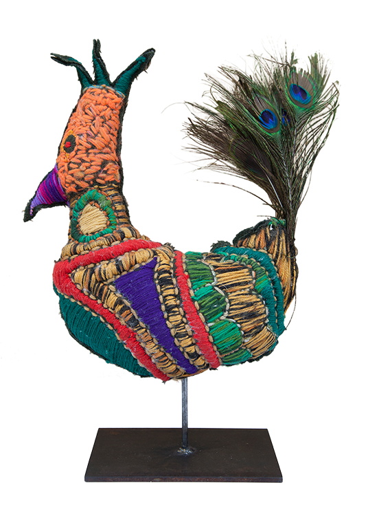 Australian Indigenous (Aboriginal and Torres Strait Islander) artwork by ROXANNE OLIVER of Yarrenyty Arltere Artists (YALC). The title is Rooster. [75-14] (Soft Sculpture)