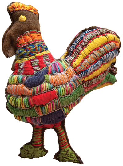 Australian Indigenous (Aboriginal and Torres Strait Islander) artwork by ROXANNE PETRICK of Yarrenyty Arltere Artists (YALC). The title is Rooster. [254-15] (Soft Sculpture)