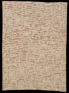 Australian Indigenous (Aboriginal and Torres Strait Islander) artwork by DHURRUMUWUY MARIKA of Buku-Larrnggay Mulka (Yirrkala). The title is Rulyapa. [3577I] (Natural Earth Pigments on Bark)