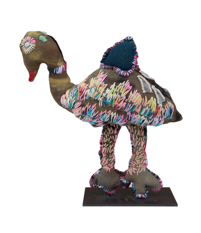 Australian Indigenous (Aboriginal and Torres Strait Islander) artwork by MARLENE RUBUNTJA of Yarrenyty Arltere Artists (YALC). The title is Running Duck. [52-14] (Soft Sculpture)