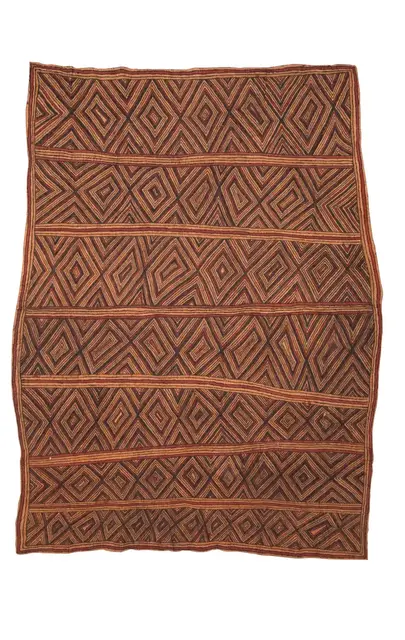 Australian Indigenous (Aboriginal and Torres Strait Islander) artwork by LILA WARRIMOU (MISASO) of Omie Artists. The title is Siha’u’e – Fruit of the Tree. [OM10-062] (Natural Pigments on Nioge (Barkcloth))