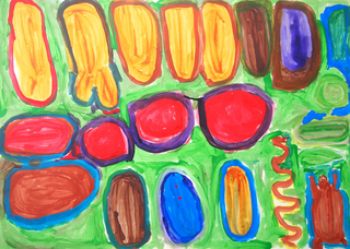 Australian Indigenous (Aboriginal and Torres Strait Islander) artwork by WANKURTA PEANUT FORD of Mangkaja Artists. The title is Salt Country. [184/12] (Derivan Matisse Acrylic - 280gsm Velin BFK Rives)