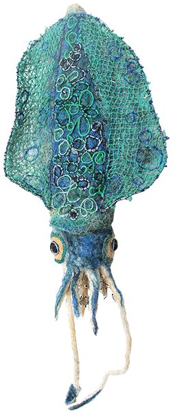 Australian Indigenous (Aboriginal and Torres Strait Islander) artwork by ELLAROSE SAVAGE of Erub Erwer Meta. The title is Samuel. [16-124] (Ghost Nets, Fish Bones, Plastic Trellis, Rope & Twine)