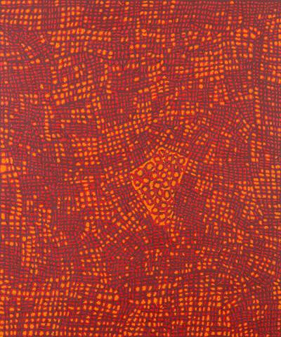 Australian Indigenous (Aboriginal and Torres Strait Islander) artwork by WALANGKURA NAPANANGKA of Papunya Tula Artists. The title is Sandhills and Rockholes of the Malparingya Area. [WN0303041] (Acrylic on Belgian Linen)