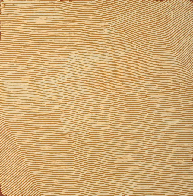 Australian Indigenous (Aboriginal and Torres Strait Islander) artwork by GEORGE TJUNGURRAYI of Papunya Tula Artists. The title is Sandhills- Mamultjulkulnga. [GT0503199] (Acrylic on Belgian Linen)