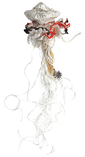 Australian Indigenous (Aboriginal and Torres Strait Islander) artwork by ELLAROSE SAVAGE of Erub Erwer Meta. The title is Saugae. [16-166] (Rope & Twine)