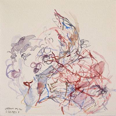 Australian Indigenous (Aboriginal and Torres Strait Islander) artwork by VICTORIA CATTONI of Miscellaneous Artists. The title is Scraps 1. [VC_wp3-2_2012] (Watercolour on Paper )