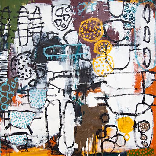 Australian Indigenous (Aboriginal and Torres Strait Islander) artwork by NAOMI HOBSON of Miscellaneous Artists. The title is Sea Rocks 1. [NH201806001] (Acrylic on Linen)