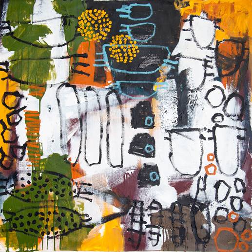 Australian Indigenous (Aboriginal and Torres Strait Islander) artwork by NAOMI HOBSON of Miscellaneous Artists. The title is Sea Rocks 2. [NH201806002] (Acrylic on Linen)