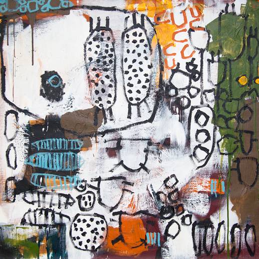 Australian Indigenous (Aboriginal and Torres Strait Islander) artwork by NAOMI HOBSON of Miscellaneous Artists. The title is Sea Rocks 3. [NH201806003] (Acrylic on Linen)