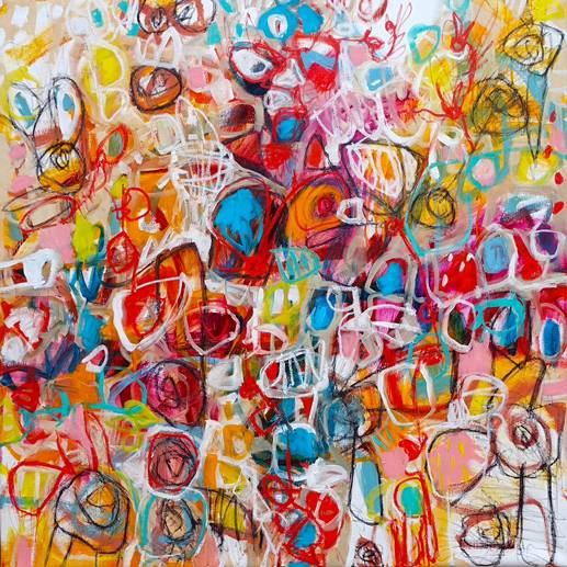 Australian Indigenous (Aboriginal and Torres Strait Islander) artwork by ROBBI NEAL of Miscellaneous Artists. The title is Sing It. [RN310322L] (Oil and Acrylic on Linen)