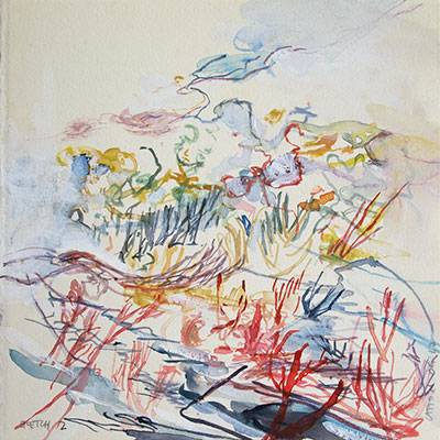 Australian Indigenous (Aboriginal and Torres Strait Islander) artwork by VICTORIA CATTONI of Miscellaneous Artists. The title is Sketch 2. [VC_wp3-5_2012] (Watercolour on Paper)