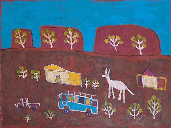 Australian Indigenous (Aboriginal and Torres Strait Islander) artwork by DAN JONES of Tangentyere Artists. The title is Soapy Bore. [5369-12] (Acrylic on Linen)