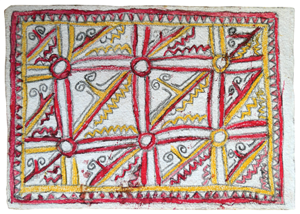 Australian Indigenous (Aboriginal and Torres Strait Islander) artwork by FATE SAVARI (ISAWDI) of Omie Artists. The title is Sor’e - Ujawé initiation rite tattoo designs. [14-225] (Pencil and Ink on Paper)