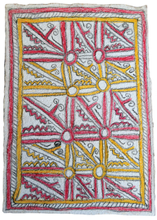 Australian Indigenous (Aboriginal and Torres Strait Islander) artwork by FATE SAVARI (ISAWDI) of Omie Artists. The title is Sor’e - Ujawé initiation rite tattoo designs. [14-227] (Pencil and Ink on Paper)